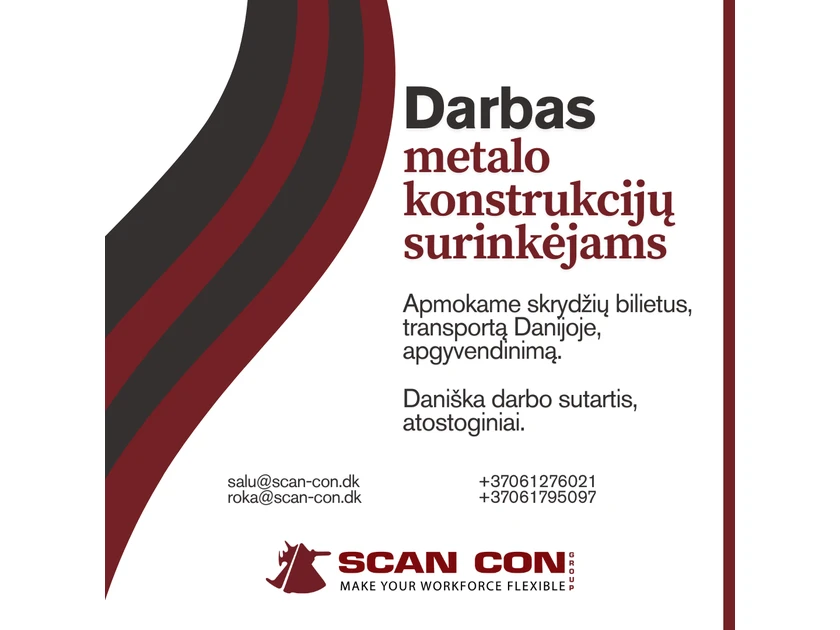 Metalo konstrukcijų montuotojai Danijai