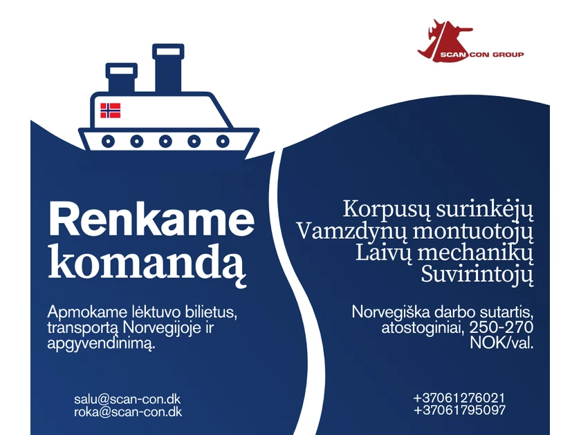 Dirbk Norvegijoje su patraukliu atlyginimu!