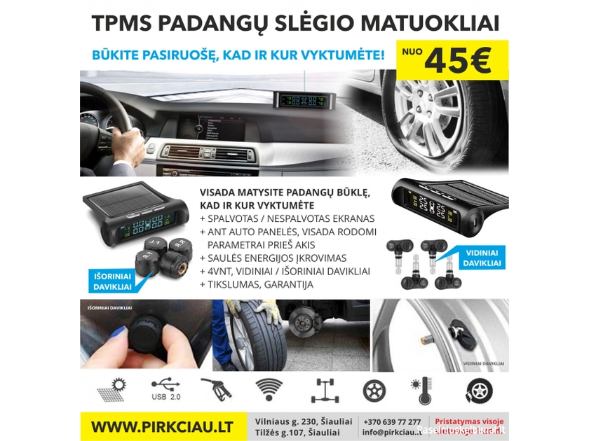 TPMS – visada žinokite padangų slėgį