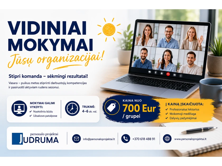 Vasaros pasiūlymas: mokykite komandą nuo 700€ ||Investuokite į darbuotojų augimą šiandien
