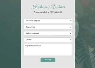 2. Patvirtinkite svečių dalyvavimą tiesiogiai online