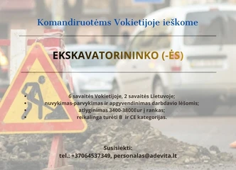 Peržiūrėti skelbimą - Eksavatorininkas (-ė) darbui Vokietijoje